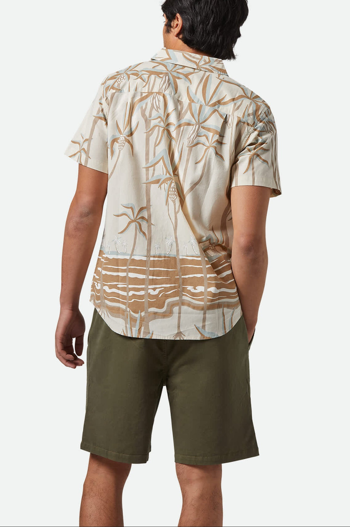Men's Charter Print S/S Shirt in the color Whitecap Scenic Trip - Men's Back View