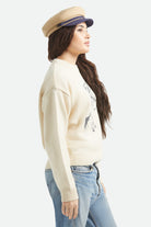 Women's Brixton Ranching Club Crew Sweater in the color Whitecap - Additional Fit image