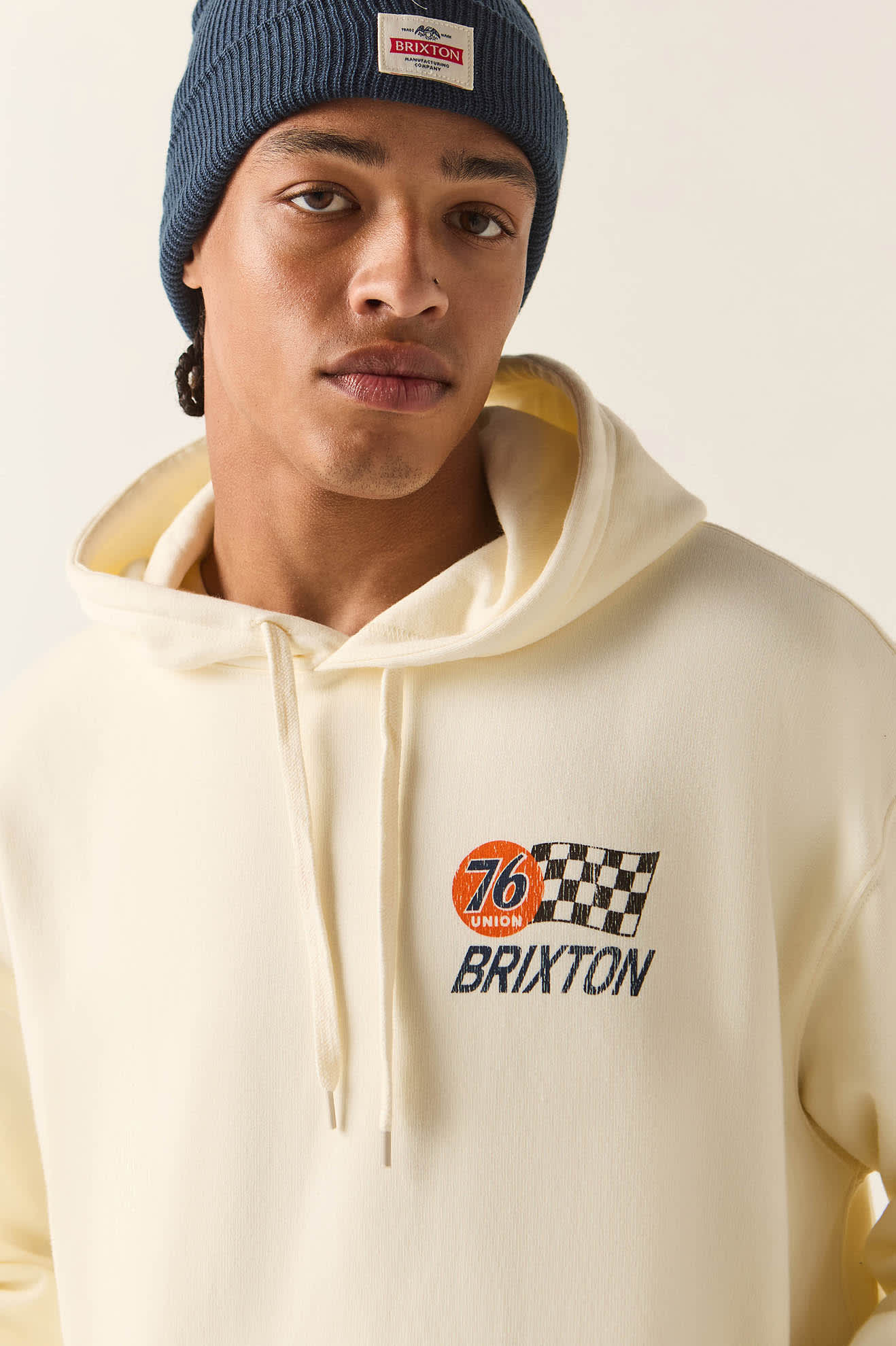 Men's 76 Finish Line Hoodie in the color Washed Off White - Additional Fit image