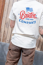 Men's Brxtn Flag Short Sleeve Standard T-Shirt in the color Cream/Navy/Red - Men's Back View