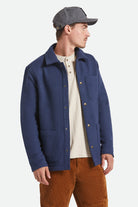 Men's New West Chore Coat in the color Mood Indigo - Men's Front View