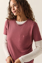Women's Carefree Organic Garment Dye Perfect T-Shirt in the color Wild Ginger - Women's Side View