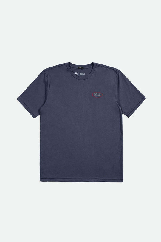 
       Brixton Men&#39;s Parsons S/S Tailored T-Shirt - Washed Navy/Grey/Brick | Main
     