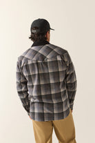 Men's Bowery Builders Ranch Performance Flannel in the color Black/Navy - Men's Back View