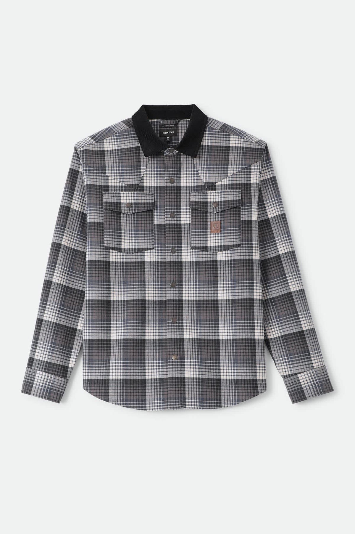 Men's Bowery Builders Ranch Performance Flannel in the color Black/Navy - Front Product View