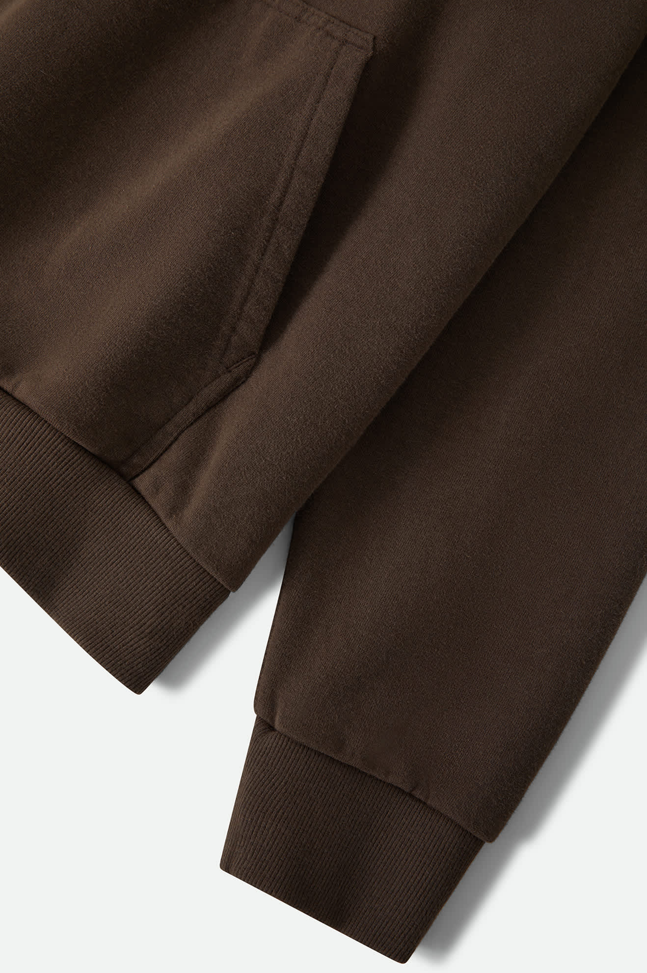 Men's Brixton Baseline Hood Fleece in the color Walnut Brown Vintage Wash - Additional Laydown image