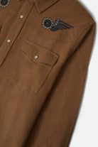 Men's Waylon Lightweight Overshirt in the color Khaki - Additional Laydown image