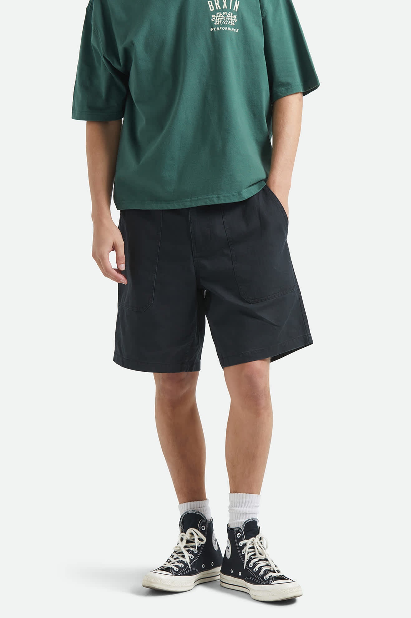 Men's Surplus Vintage Wash Herringbone Short in the color Washed Black - Men's Front View