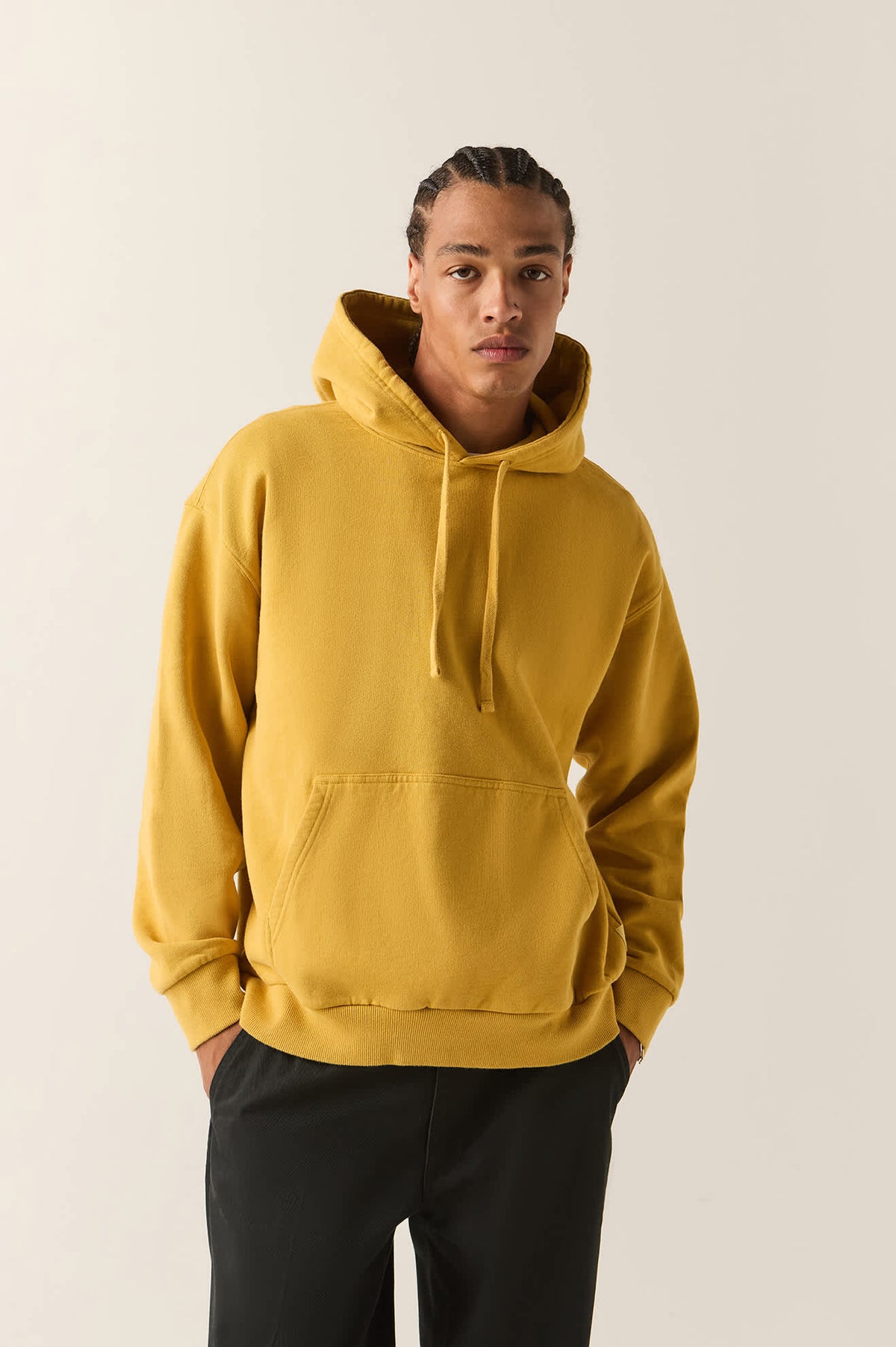 Men's Brixton Baseline Hood Fleece in the color Dusted Ochre Vintage Wash - Men's Front View