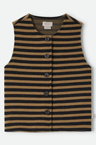 Women's The Audrey Knit Top in the color Washed Black/Khaki Stripe - Front Product View