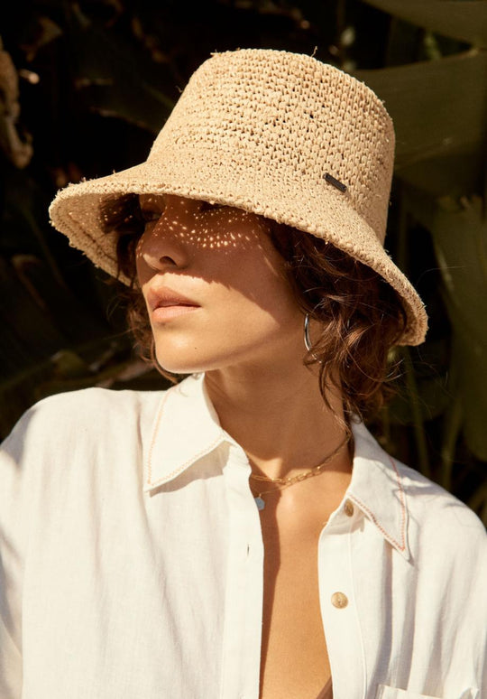 
       Brixton Ellee Straw Bucket Hat - Tan
     