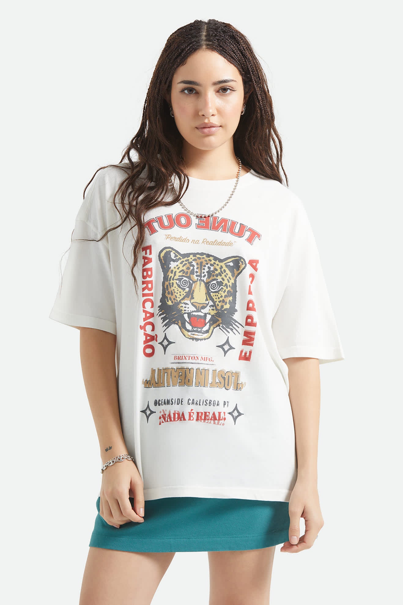 Women's The Getaway Oversized Boyfriend T-Shirt in the color Vintage White - Women's Front View