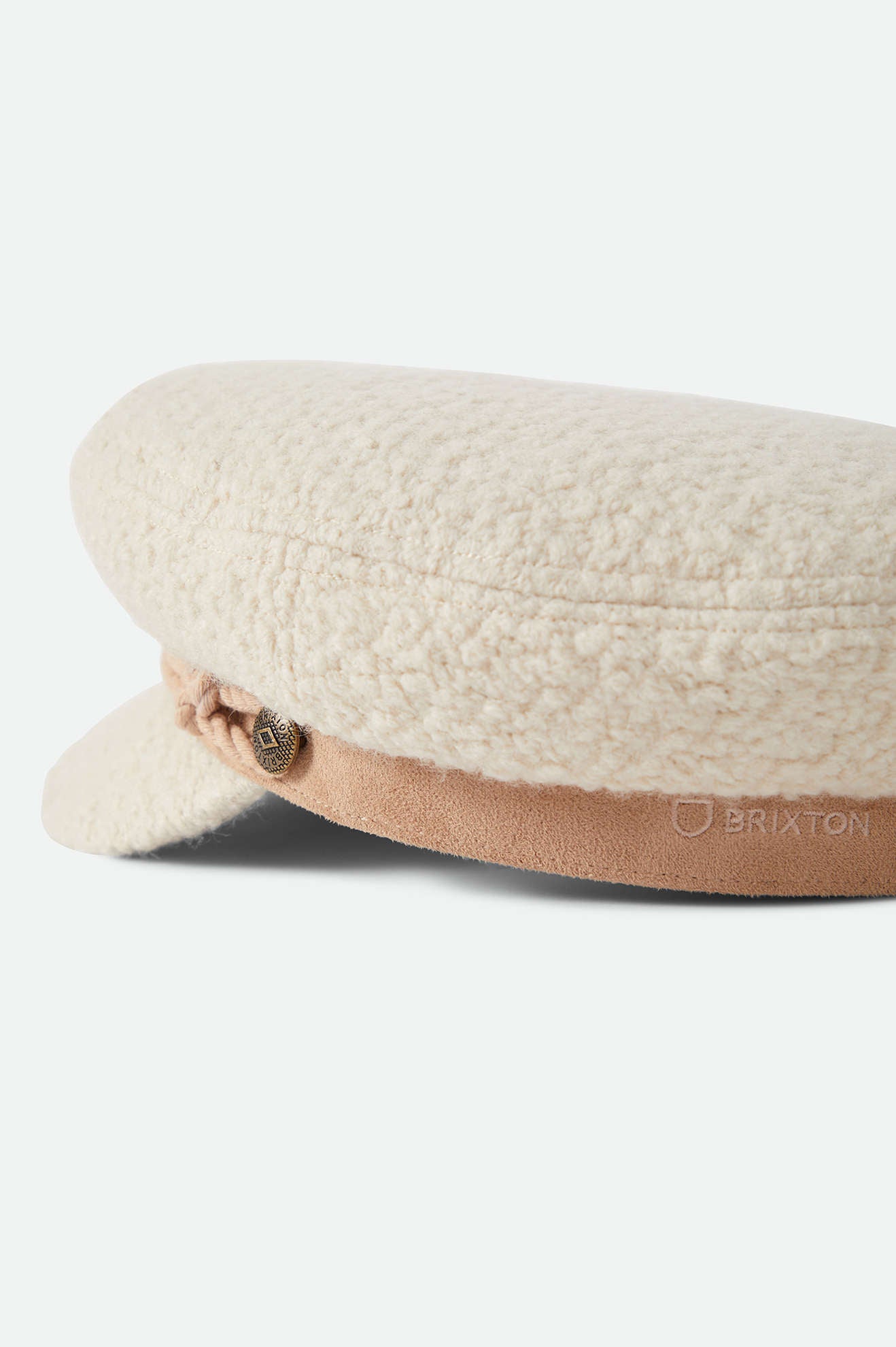 Unisex Fiddler Fisherman Cap in the color Natural Sherpa/Faux Suede - Additional Laydown image