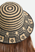 Women's Redding Packable Straw Bucket Hat in the color Black/Natural - Additional Fit image