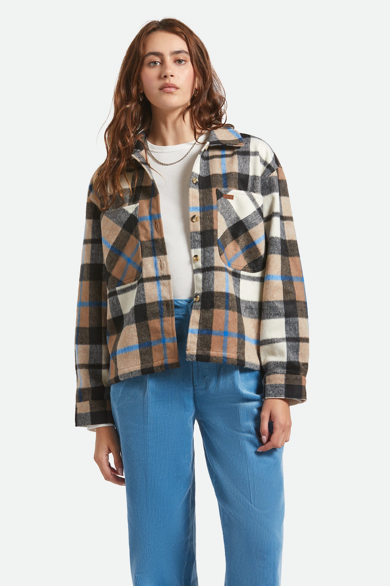 Women's Bowery Women's Soft Brushed Flannel in the color Washed Black/Sand - Women's Front View