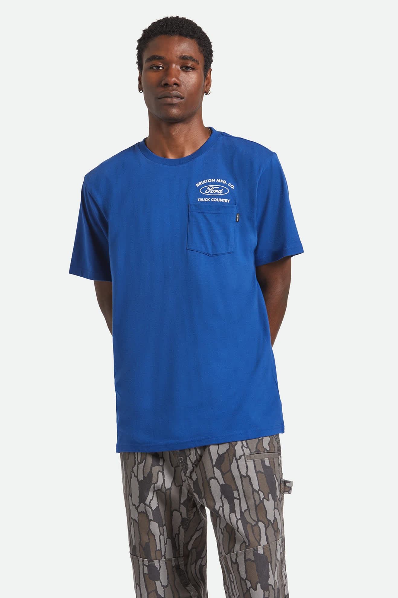 Men's Ford Truck Country S/S Pocket T-Shirt in the color Ford Blue - Men's Front View