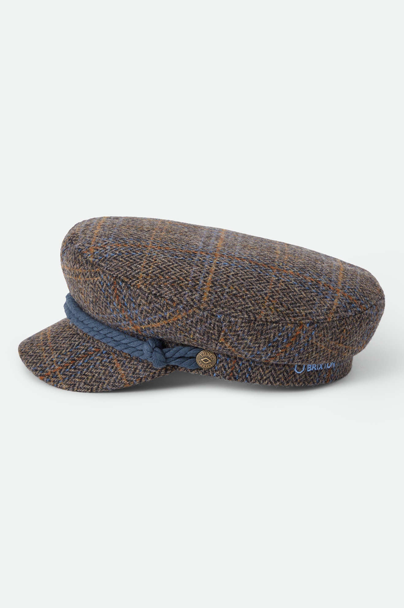 Unisex Fiddler Fisherman Cap in the color Slate Blue/Sepia/Orange - Additional Laydown image