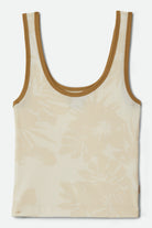 Women's Ringer Organic A-Tank in the color Off White/Olive Stone - Front Product View