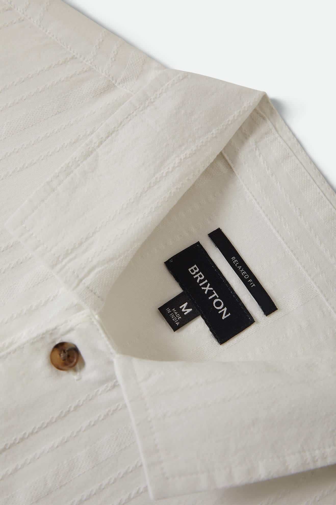 Men's Vintage Short Sleeve Shirt in the color Off White Jacquard Stripe - Additional Laydown image