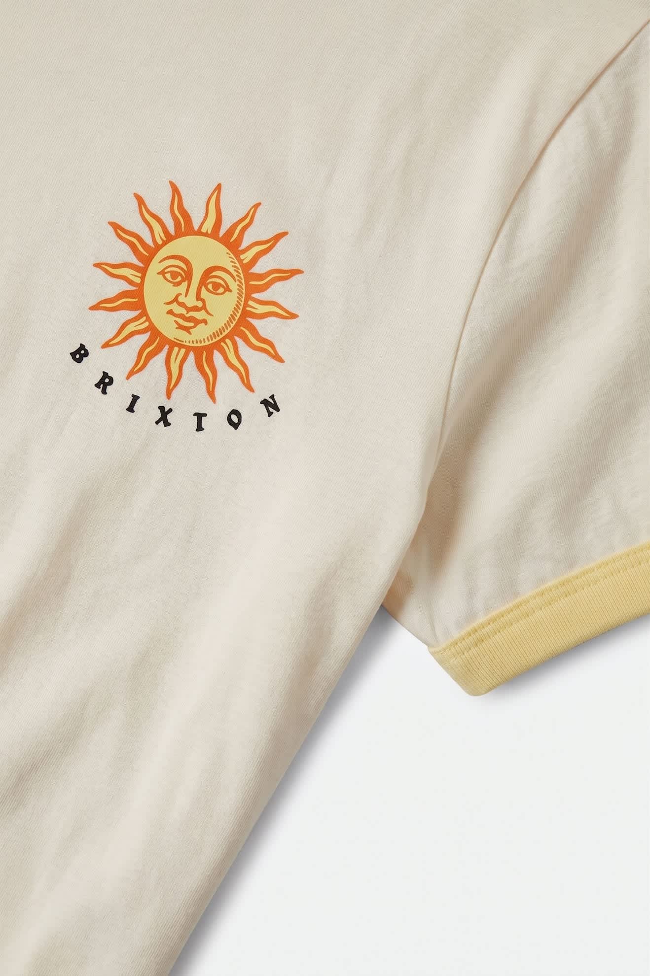 Women's Sunny Days Baby T-Shirt in the color Off White/Celestial Yellow - Additional Laydown image