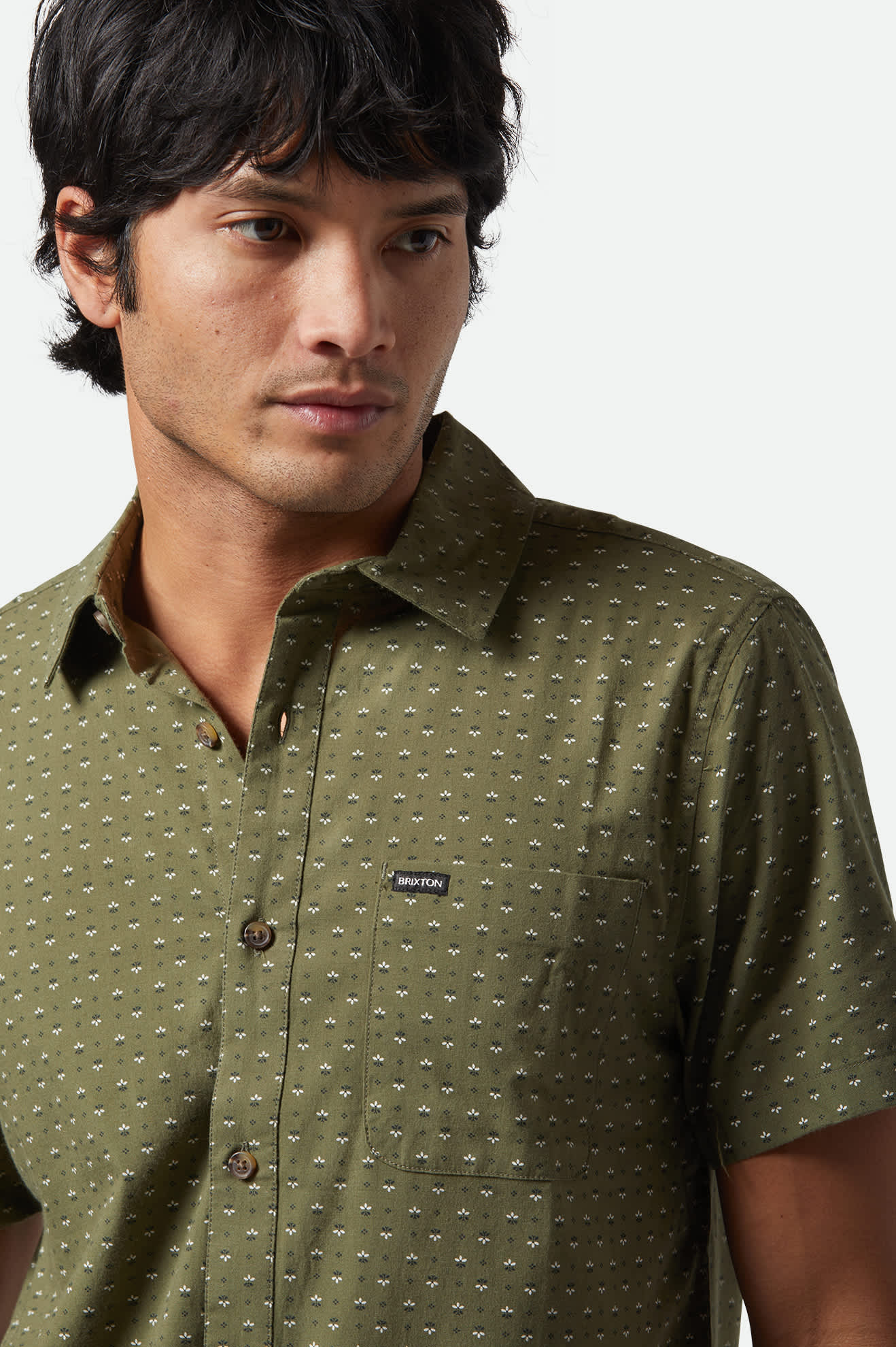 
       Men&#39;s Charter Print S/S Shirt in the color Ivy Green/Micro Floral - Additional Fit View
     