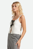 Women's Magnolia Tie Top in the color Off White - Women's Side View