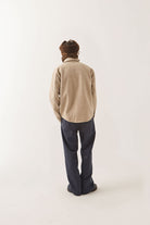 Men's Durham Felted Stretch Jacket in the color Oatmeal - Men's Back View