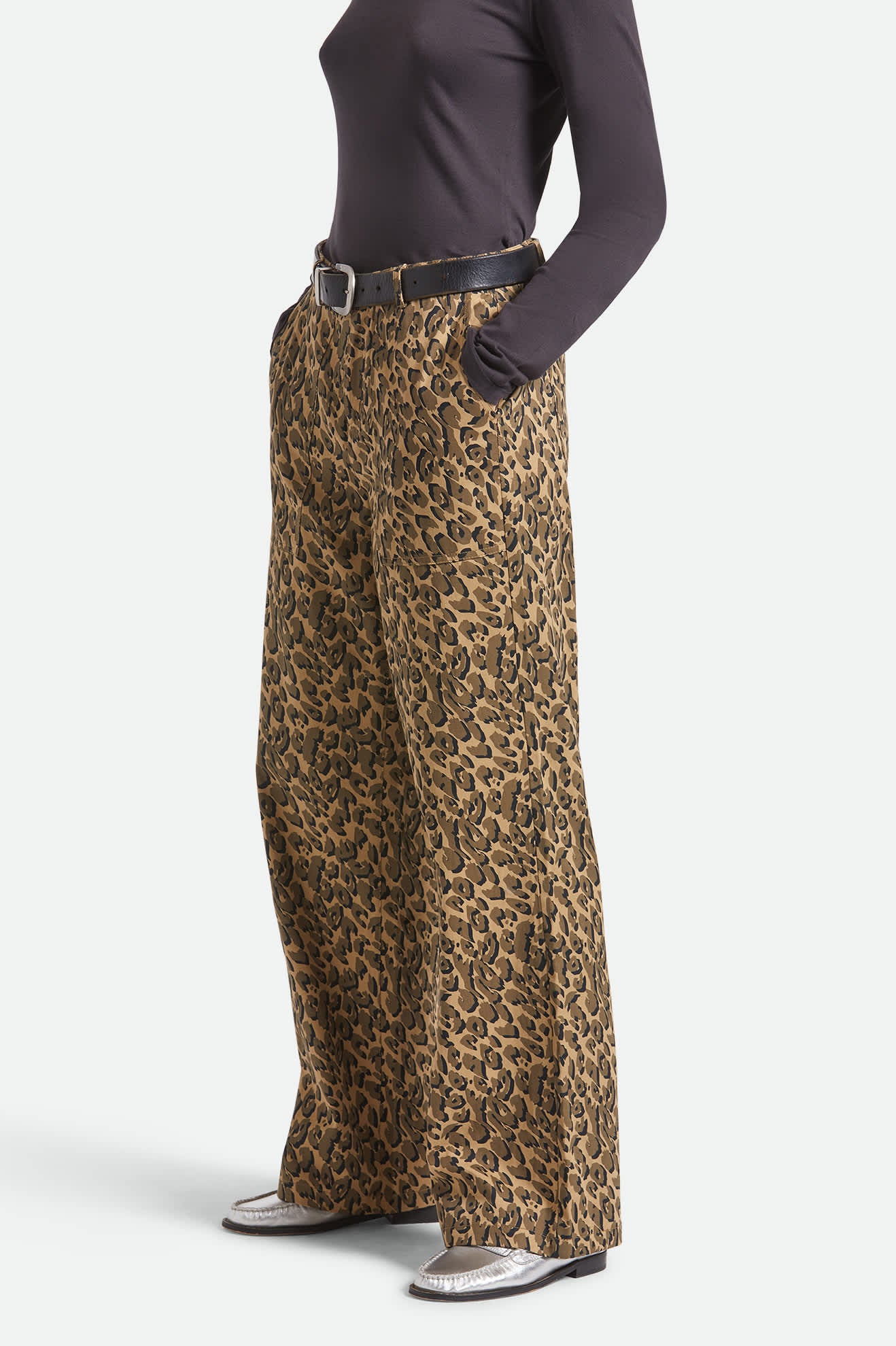 Women's Jane Utility Wide Leg Pant in the color Brown Cheetah - Additional Fit image