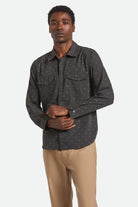 Men's Wayne Western L/S Shirt in the color Asphalt Black - Men's Front View