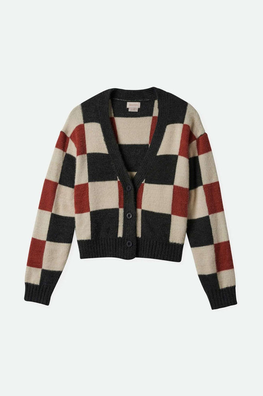 
       Brixton Women&#39;s Rivington Crew Cardigan - Cowhide/Whitecap/Black Check | Main
     