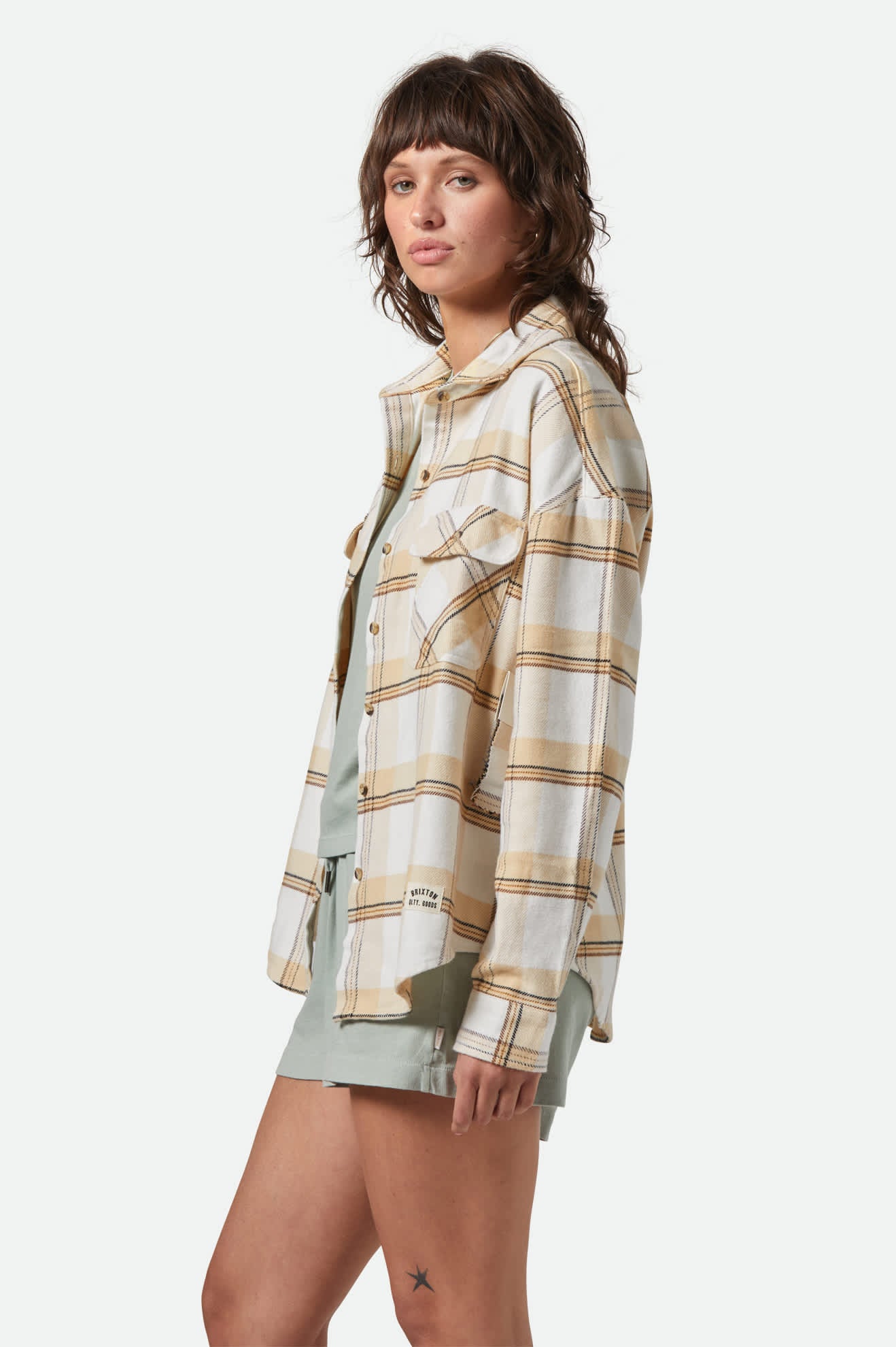 
       Women&#39;s Bowery Women&#39;s Classic L/S Flannel in the color Off White/Semolina/Washed Copper Plaid - Women&#39;s Side View
     