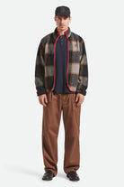 Men's Buffalo Plaid Sherpa Full Zip in the color Black/Cream - Additional Fit image