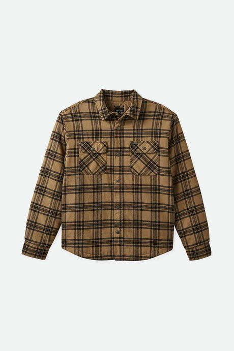 Brixton Men's Bowery Quilted L/S Flannel - Woodsmoke/Black | Main