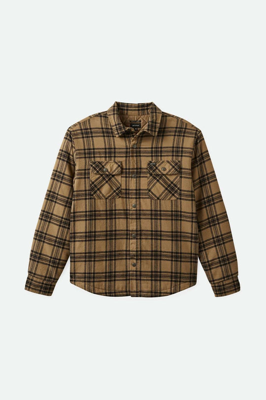 
       Brixton Men&#39;s Bowery Quilted L/S Flannel - Woodsmoke/Black | Main
     