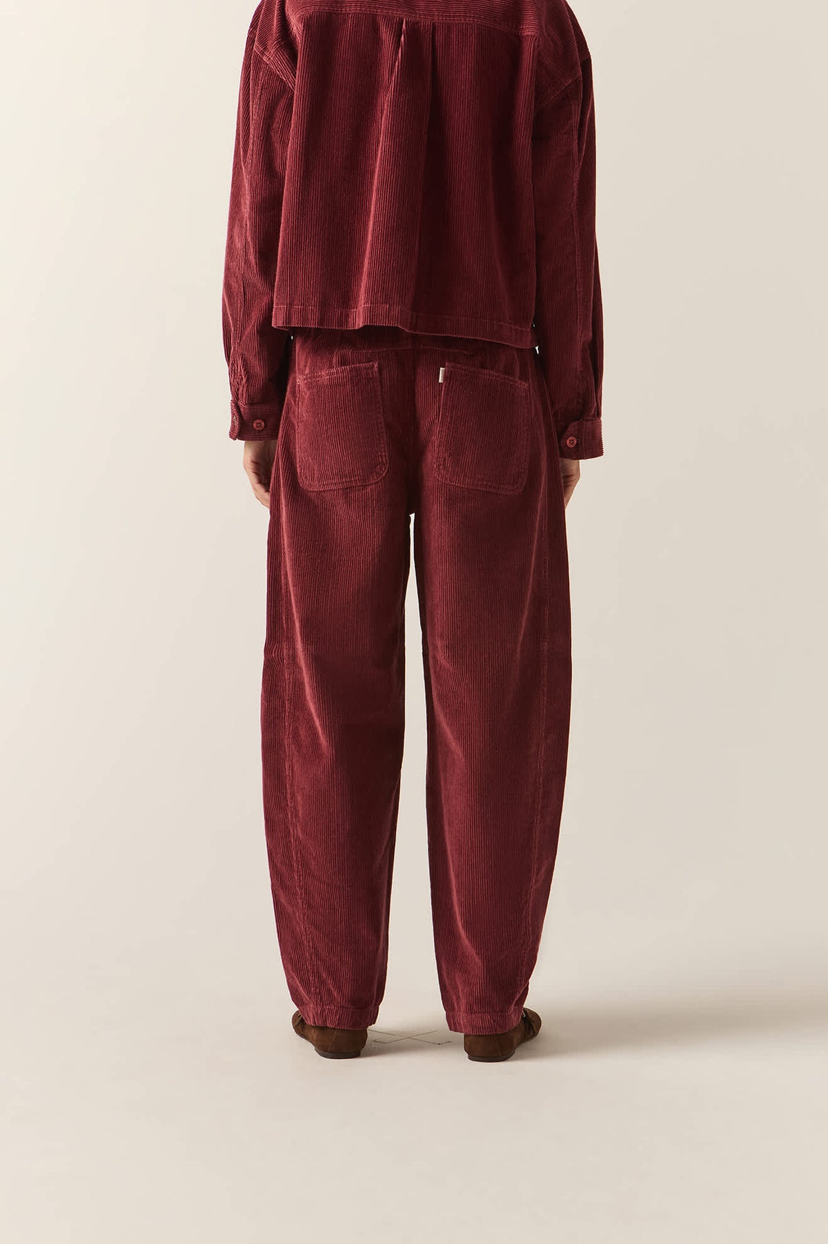 Women's Utility Everyday Barrel Pant in the color Wild Ginger Cord - Women's Back View
