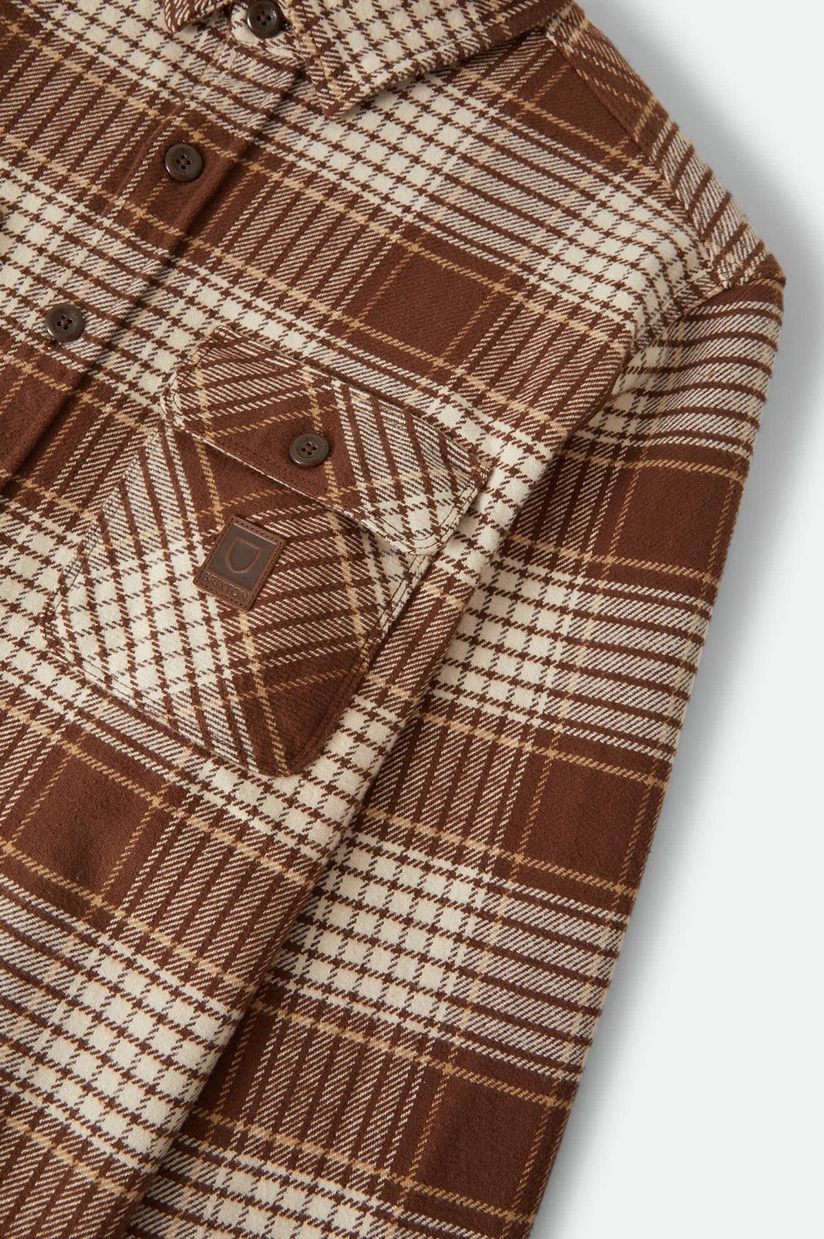 Men's Bowery Heavyweight Flannel in the color Pinecone Brown/Whitecap - Additional Laydown image
