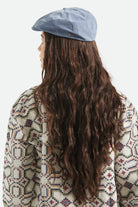 Unisex Brood Newsboy Cap in the color Slate Blue Brushed Satin - Women's Back View