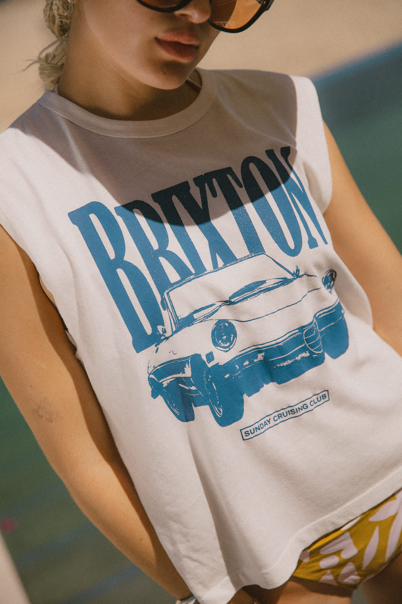 Women's Sunday Cruising Club Muscle Tank in the color Vintage White - Men's Lifestyle image