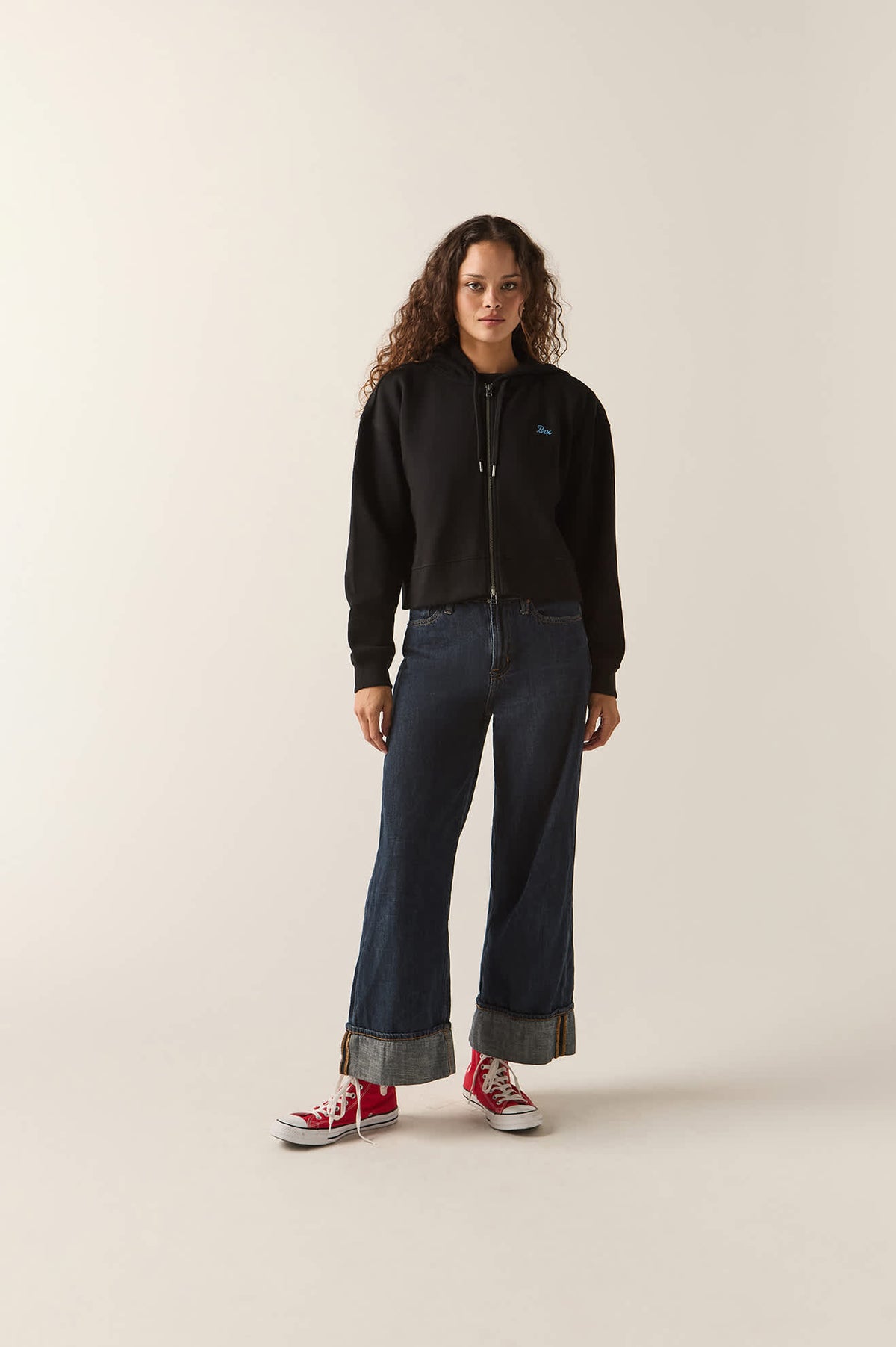 Women's Always Late Full Zip Hoodie in the color Black - Additional Fit image