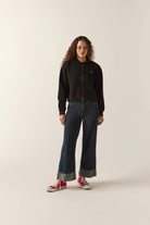 Women's Always Late Full Zip Hoodie in the color Black - Additional Fit image