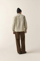 Men's 76 Mechanics Shirt in the color Navy/Off White Hickory Stripe - Men's Back View