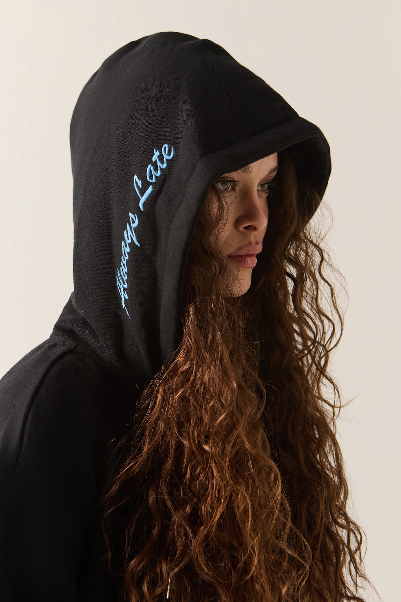 Women's Always Late Full Zip Hoodie in the color Black - Women's Side View