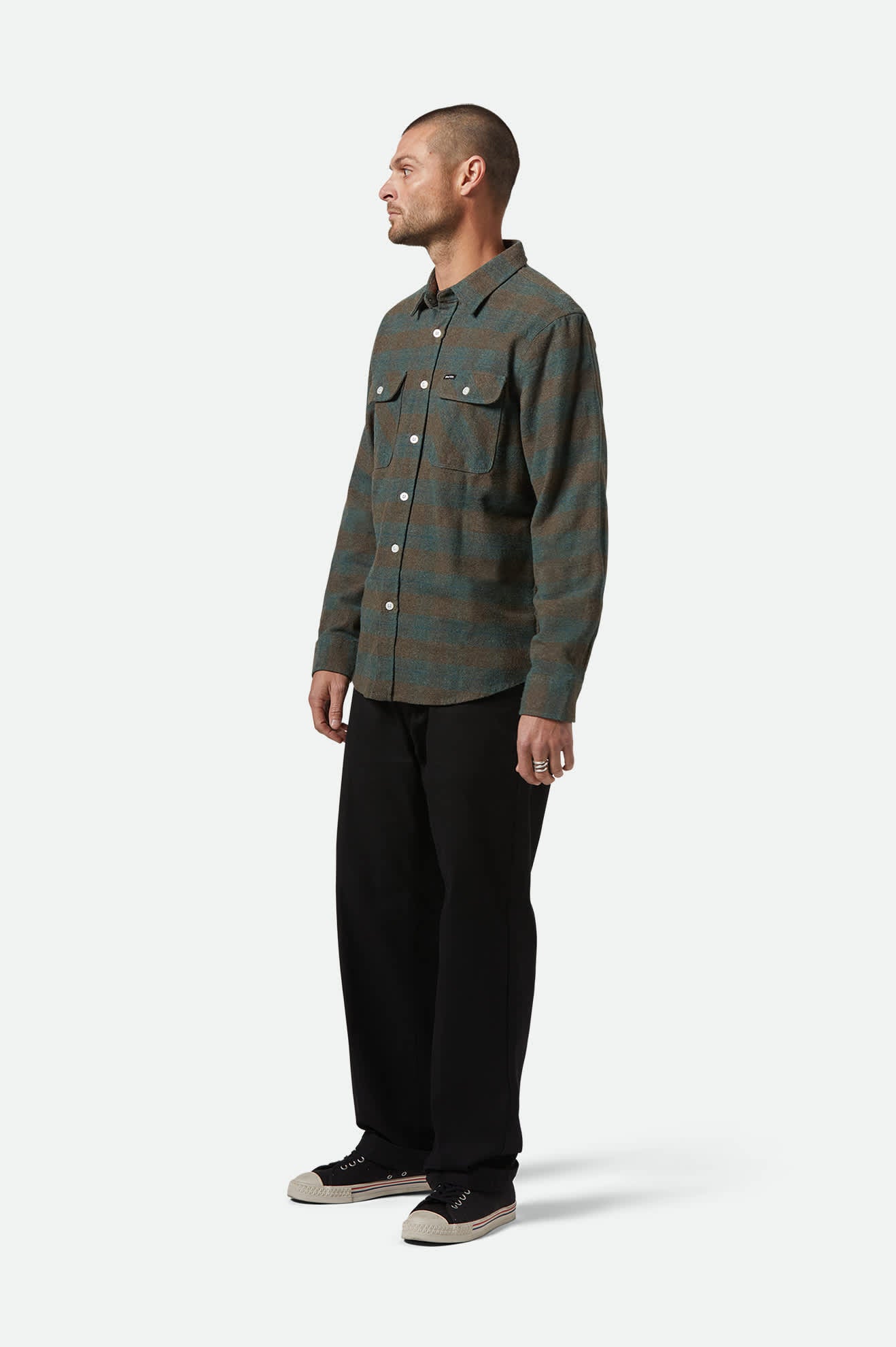 
       Men&#39;s Bowery L/S Flannel in the color Ocean - Men&#39;s Side View
     