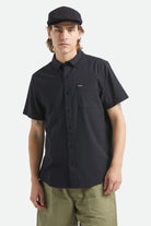 Men's Sanford Oxford Short Sleeve Shirt in the color Black - Men's Front View