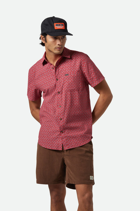 
       Men&#39;s Charter Print S/S Shirt in the color Rust Red/Paisley - Men&#39;s Front View
     