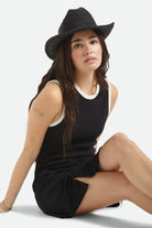 Women's Odessa Straw Packable Cowboy Hat in the color Black - Women's Front View