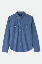 Men's Waylon Lightweight Overshirt in the color Medium Wash Chambrey - Front Product View