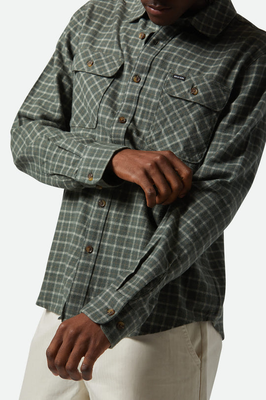 
       Men&#39;s Bowery Lightweight Ultra Soft L/S Flannel in the color Ivy Green/Whitecap - Additional Fit View
     