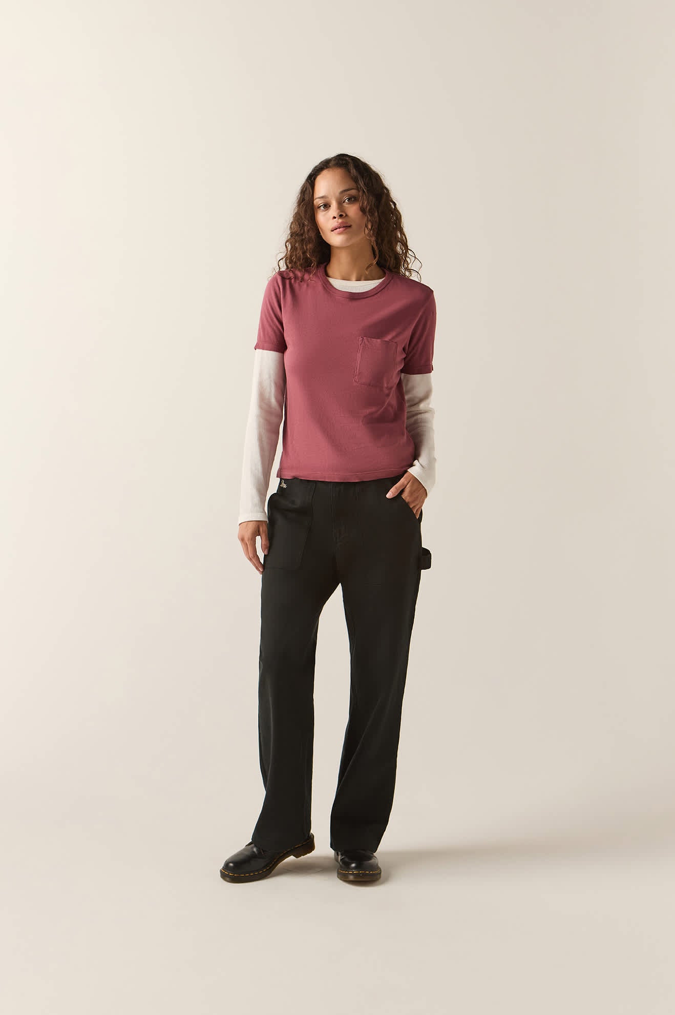 Women's Essex Embroidered Painter Pant in the color Black - Additional Fit image