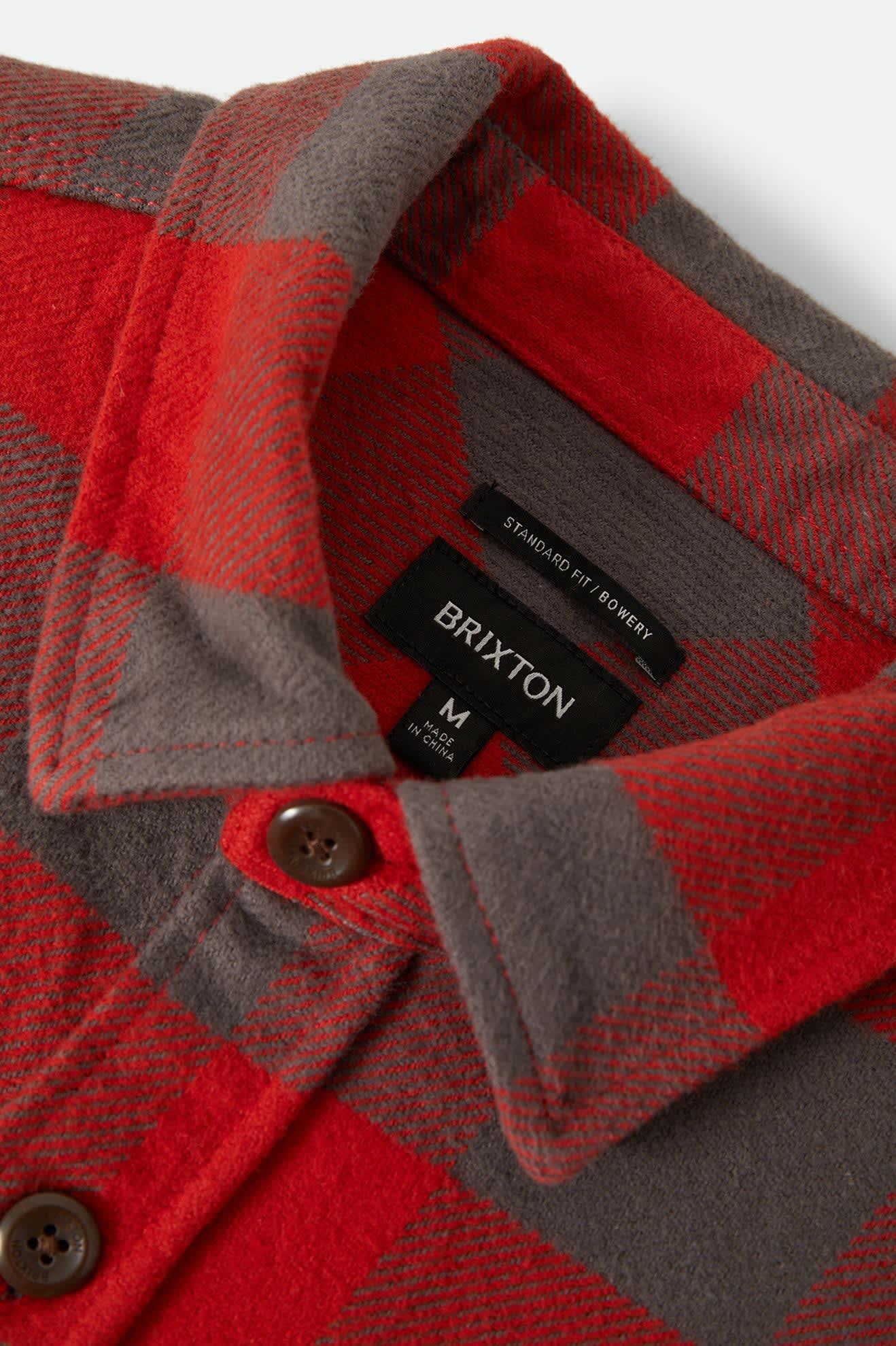 Men's Bowery Heavyweight Flannel in the color Washed Red/Grey - Additional Laydown image